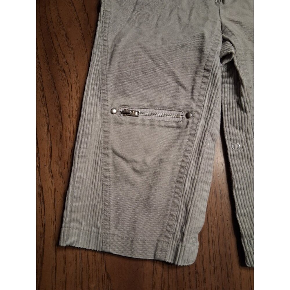 Vintage Izod Lacoste Coveralls Baby Toddler Sz 24M Denim/Corduroy Gray Zip - Picture 2 of 10
